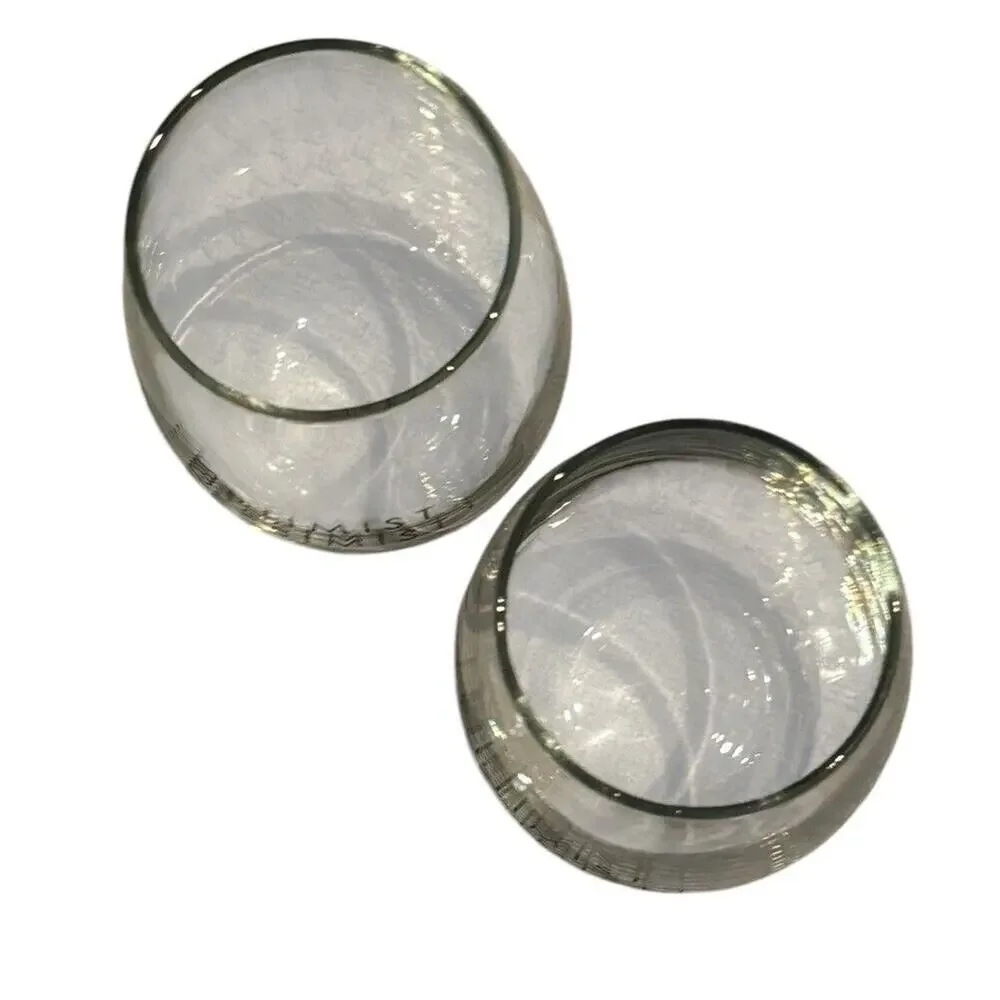 Optimist Pessimist Stemless Wine Glasses (2) Brunch Breakfast‎ Mimosas Glass